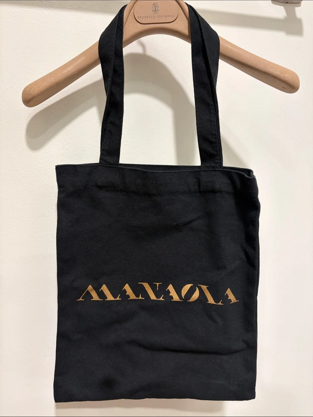Manaola Black Tote with Gold Logo
